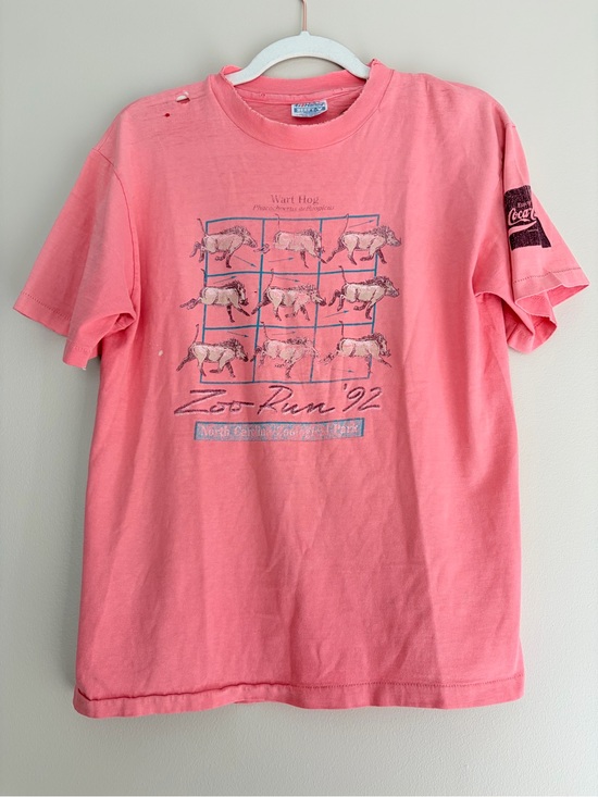 Hanes Tops - True Vintage worn Coca Cola Pink 'Zoo Run '92' Graphic Tee